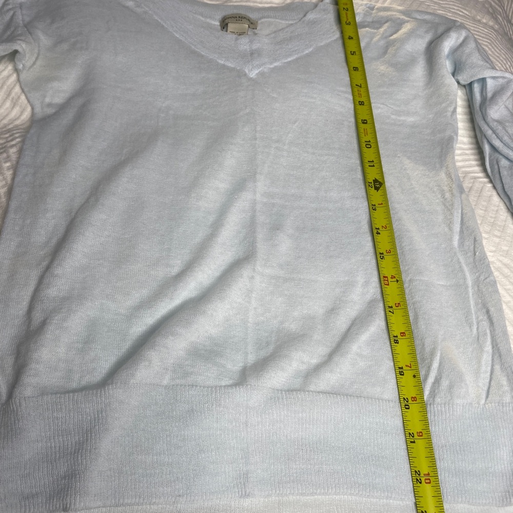 BANANA REPUBLIC Linen V Neck Pull Over Beach Sweater - Picture 6 of 8